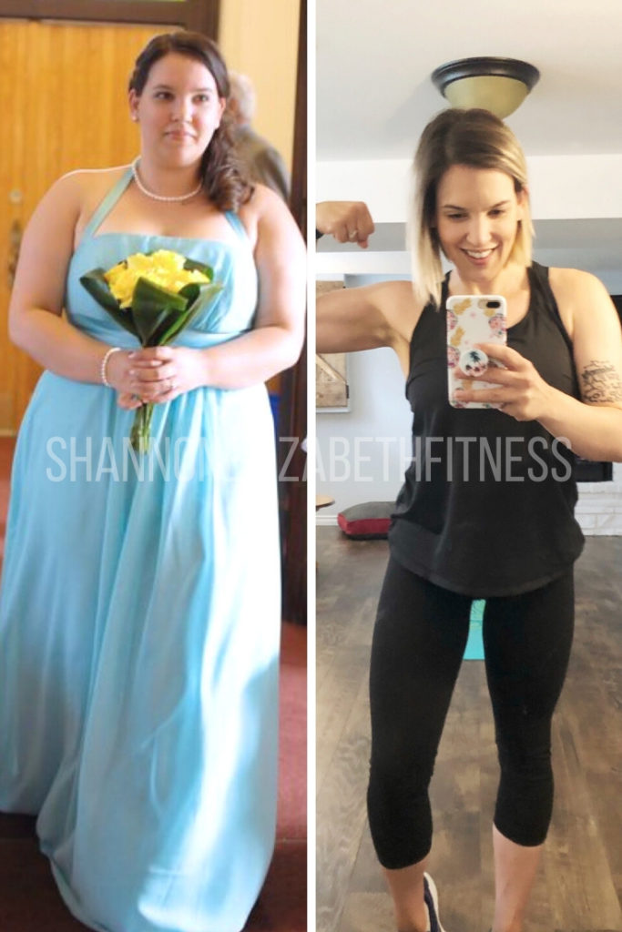 side by side weight loss photo showing a 100 pound weight loss